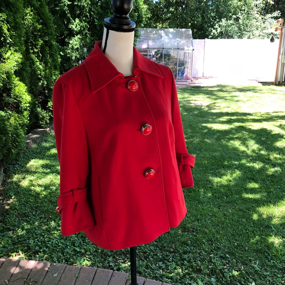 Focus 2000 Red Large Buttons Blazer 10